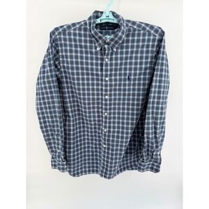 Ralph Lauren Mens Plaid Button Down Shirt Size 17/43 Long Sleeve Cotton Workwear
